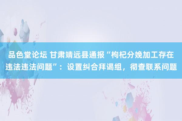 品色堂论坛 甘肃靖远县通报“枸杞分娩加工存在违法违法问题”：设置纠合拜谒组，彻查联系问题