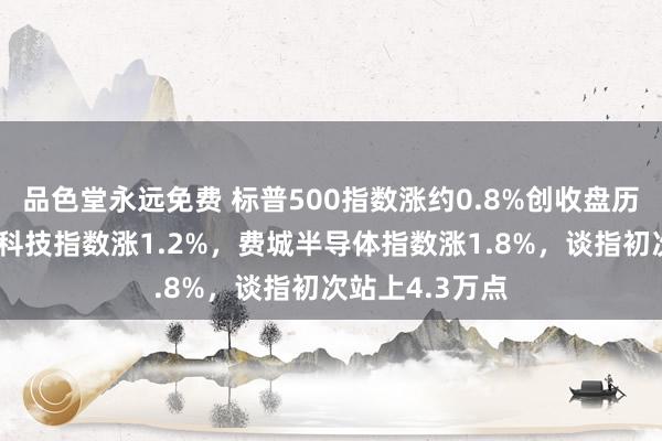 品色堂永远免费 标普500指数涨约0.8%创收盘历史新高，纳指科技指数涨1.2%，费城半导体指数涨1.8%，谈指初次站上4.3万点