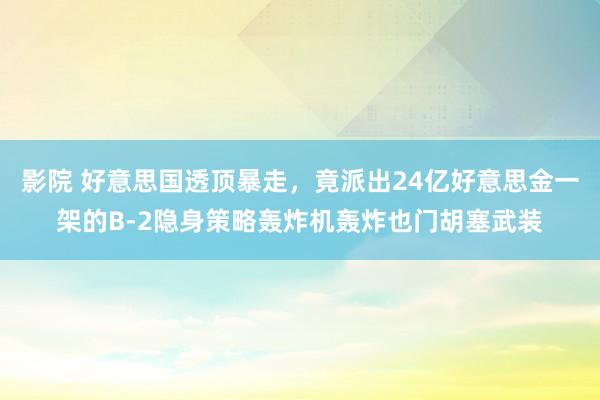 影院 好意思国透顶暴走，竟派出24亿好意思金一架的B-2隐身策略轰炸机轰炸也门胡塞武装