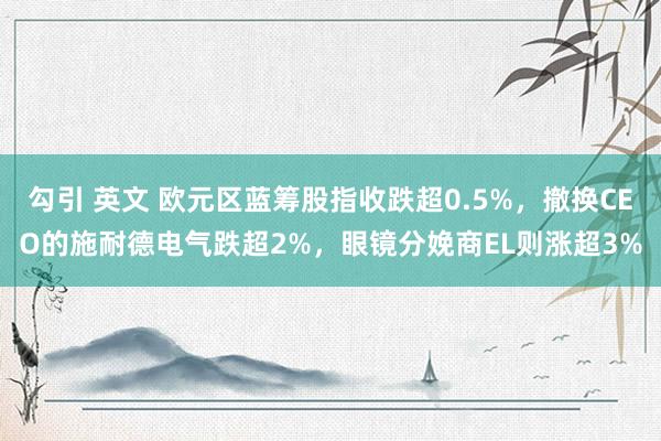 勾引 英文 欧元区蓝筹股指收跌超0.5%，撤换CEO的施耐德电气跌超2%，眼镜分娩商EL则涨超3%